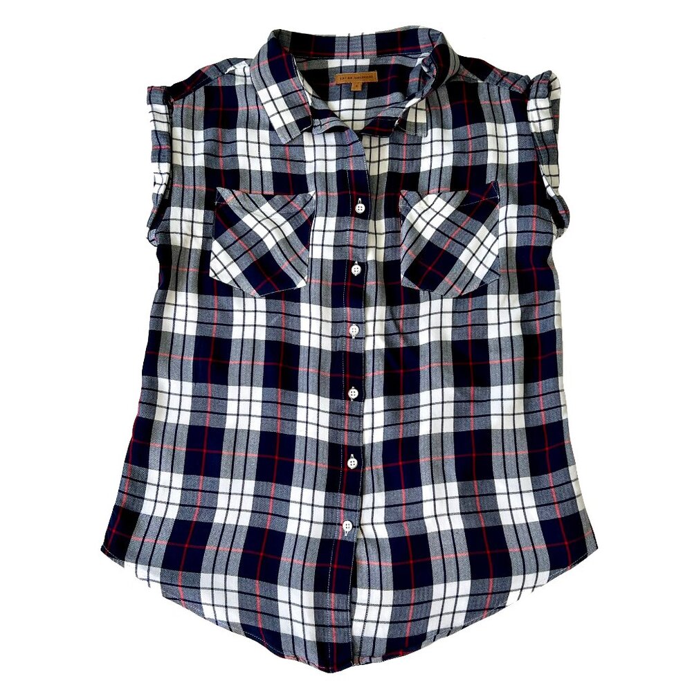 Jachs Girlfriend Large Short Sleeve Plaid Button Up Shirt